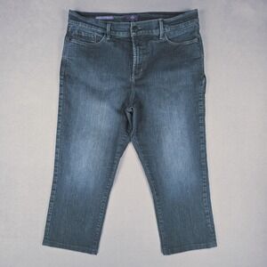 NYDJ Dayla Wide Cuff Capri Jeans Womens 14 Blue High‎ Rise Lift Tuck Denim